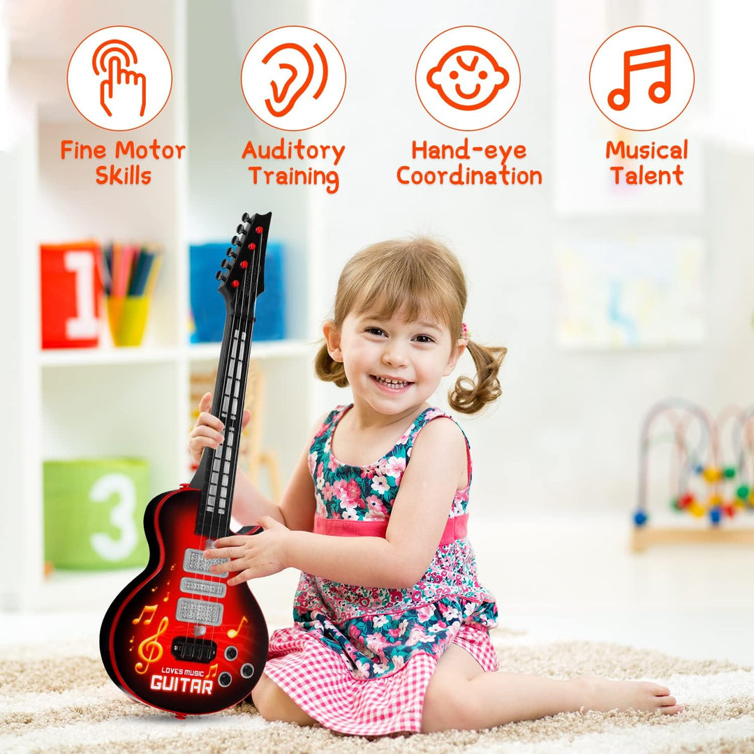 M SANMERSEN Kids Guitar 4 Strings Electric Guitar for Kids Toddler Guitar with Strap Light Up Musical Toys for 3 4 5 Year Old Boys Girls Gifts