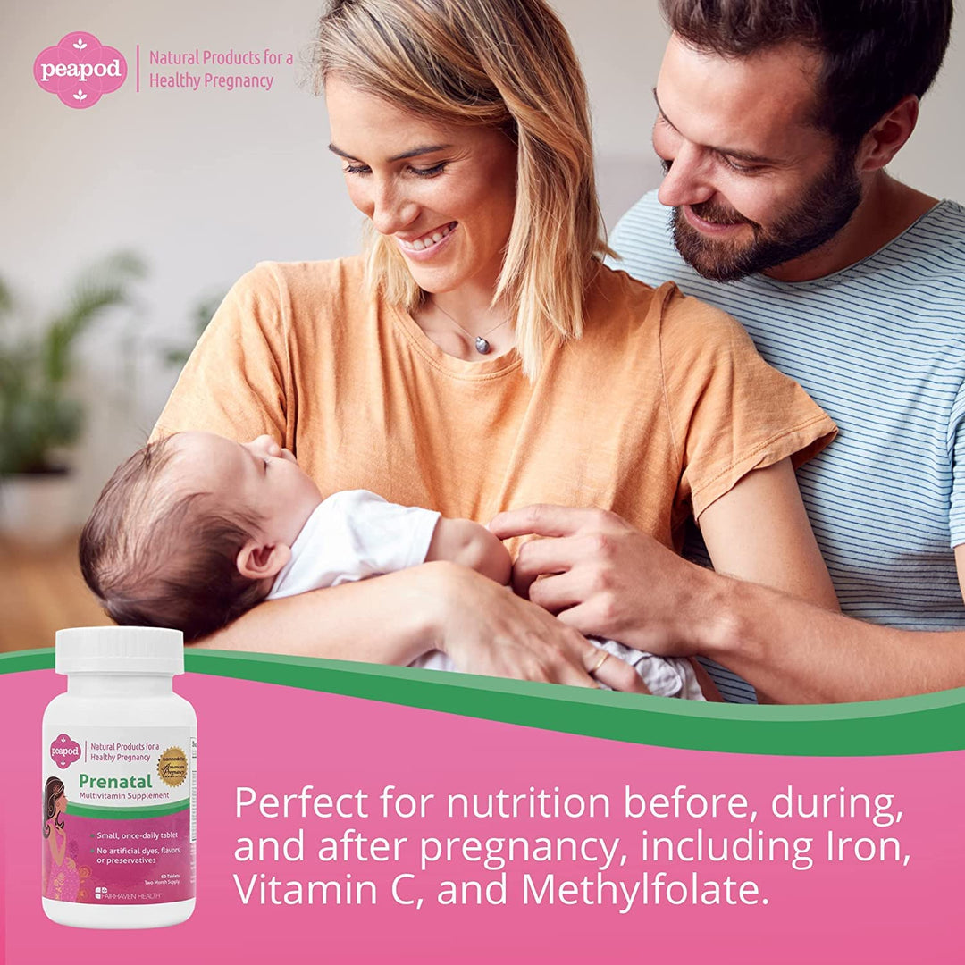 Peapod Prenatal Multivitamin - 1 Per Day, Light Vanilla Flavor - Pregnancy Must Haves for Women and Baby Health - Includes Iron, Vitamin C, and Folic Acid - 2 Month Supply
