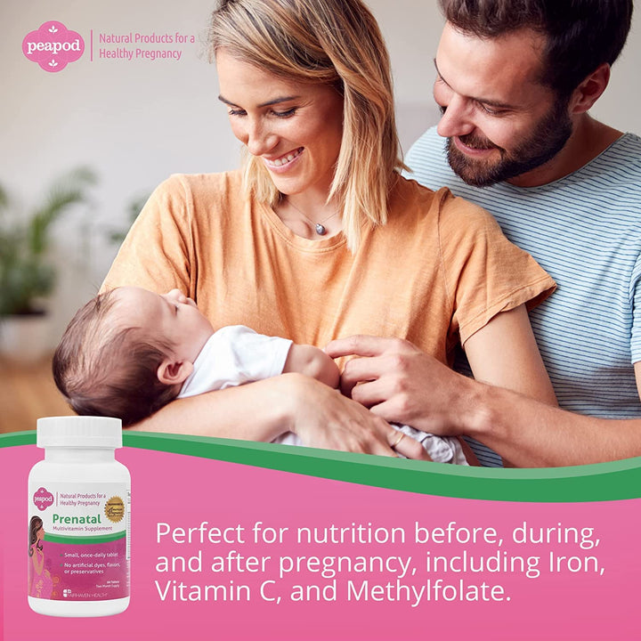 Peapod Prenatal Multivitamin - 1 Per Day, Light Vanilla Flavor - Pregnancy Must Haves for Women and Baby Health - Includes Iron, Vitamin C, and Folic Acid - 2 Month Supply