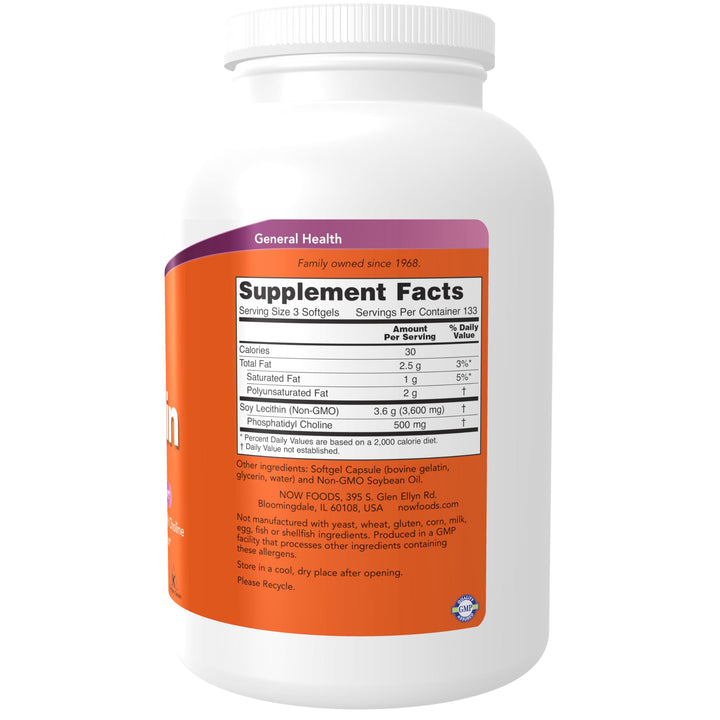 Supplements, Lecithin 1200 mg with naturally occurring Phosphatidyl Choline, 400 Softgels