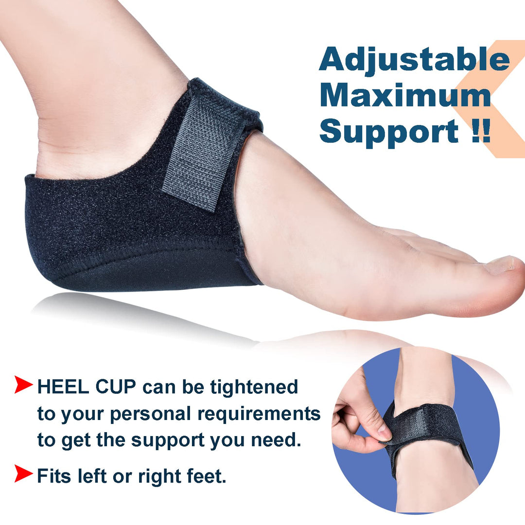 Heel Cups for Heel Pain, Heel Protectors, (2pairs New Material), Heel Support, Heel Cushion, Heel Cups for Plantar Fasciitis, Tendinitis, Heel Spur, Aching Feet Relieve