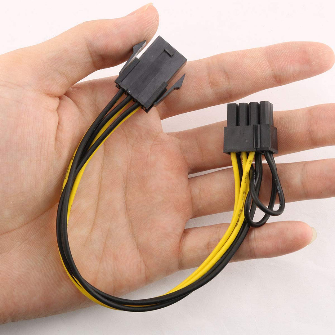 2pcs 6 Pin Female to 8 Pin Male GPU Graphics Cards Extension Adapter PCI-e 6-pin Female to 8-pin Male Converter for PCI Express 6+2 Pin Powered GPU Video Card 22cm