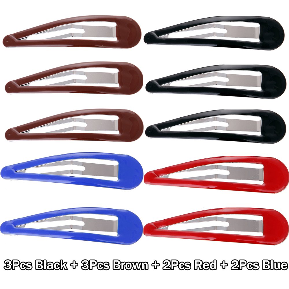 Pack of 10 Large Metal Stoving Varnish Hair Snap Clips,3.5 inch Long No-slip Hair Clips Barrettes For Women and Girls (Mixed color)