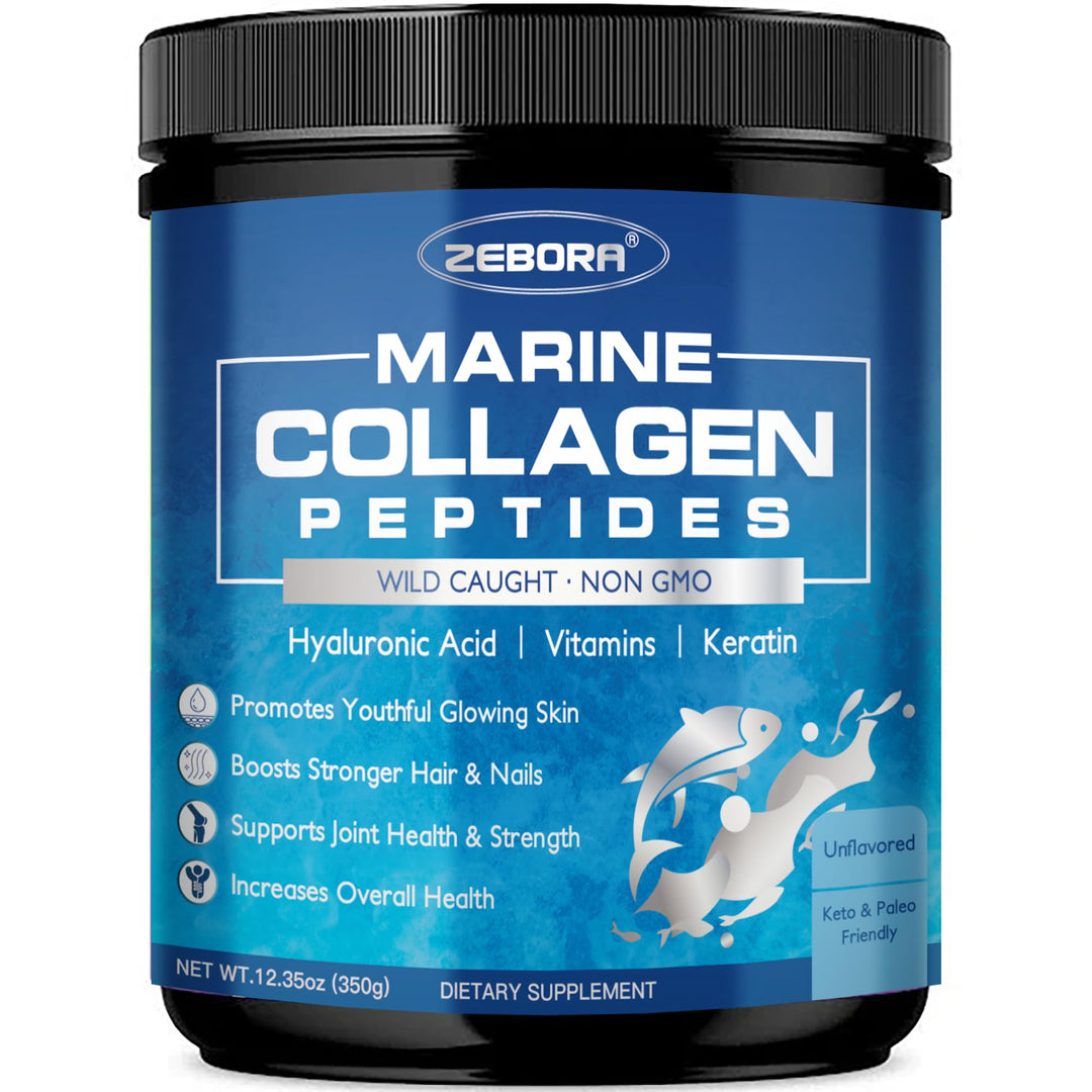 Marine Collagen Peptides Powder with Hyaluronic Acid, Keratin - Wild Caught Hydrolyzed Fish Collagen with Multivitamins - Support Skin Hair Nail Joints, Keto Friendly, 35 Servings