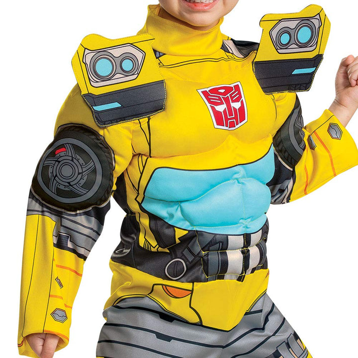 Bumblebee Costume, Toddlers Muscle Transformer Costumes for Boys, Padded Character Jumpsuit, Toddler Size Small (2T) Yellow (104909S)