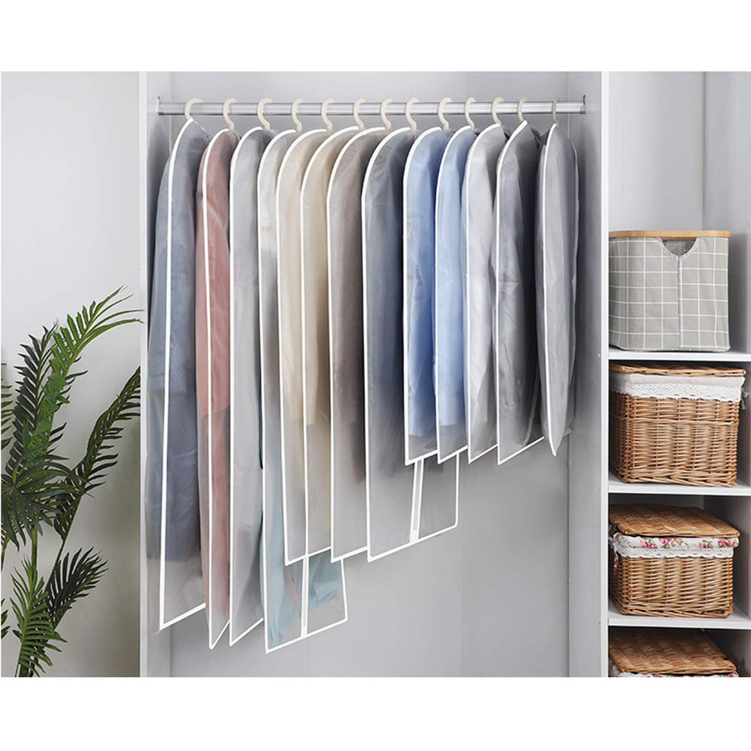 Garment Bags for Long Dresses,60in Clear Hanging Lightweight White Breathable Dust Proof Covers with Study Full Zipper for Clothes Storage Closet Pack of 6