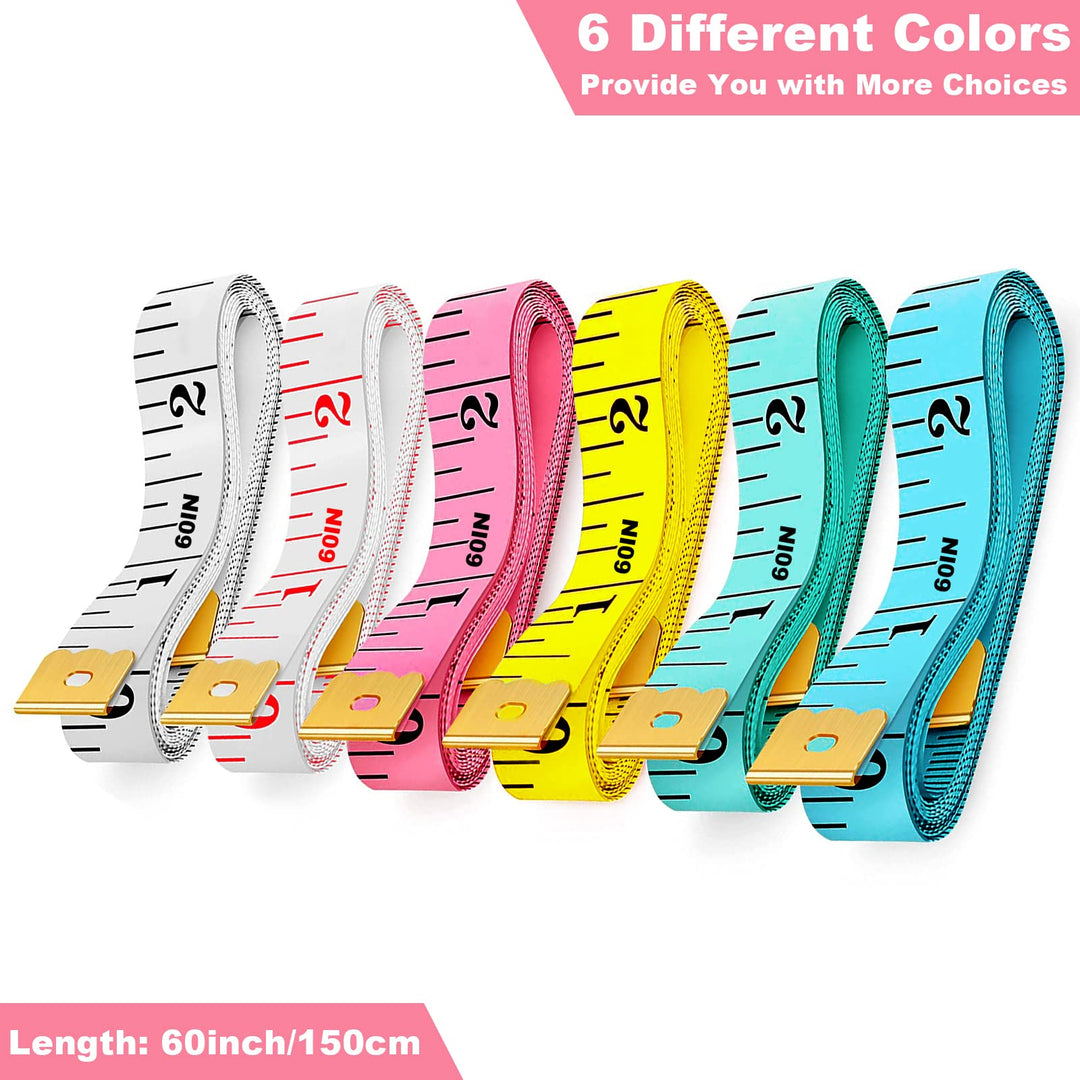 6 Pack Soft Tape Measure Measuring Tape for Body Double Scale Small Fabric Sewing Tailor Cloth Waist Pink Measuring Tape Measure for Body Measurements Weight Loss, 150cm/60inch