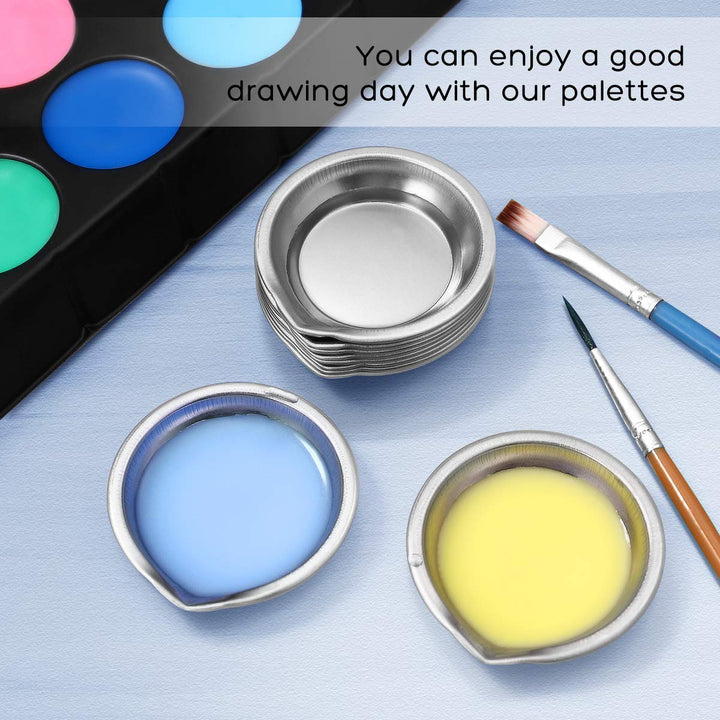 Cabilock 12pcs Paint Palette Stainless Steel Watercolor