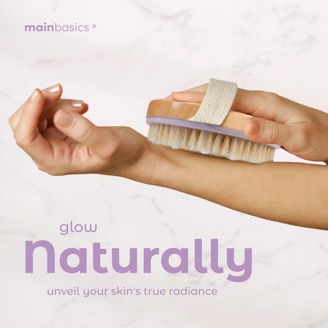 Dry Brushing Body Brush for Lymphatic Drainage, Dry Skin, Cellulite, Blood Circulation with Exfoliating Natural Bristles for Flawless Skin
