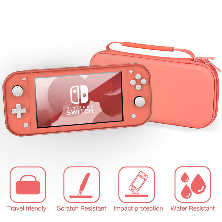 Case Compatible for Nintendo Switch Lite, Protective Cover for Switch Lite, Screen Protector Case Compatible for Switch Lite with Thumb Grip -Pink, Pink, Protective Storage Bag, Pink, Fashion.