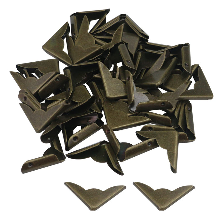 Antrader Metal Box Book Corner Edge Safety Protector Cover Guard Bronze Tone Pack of 48