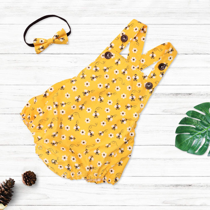 Eunikroko Honey Bee Romper with Headband for Baby Girls