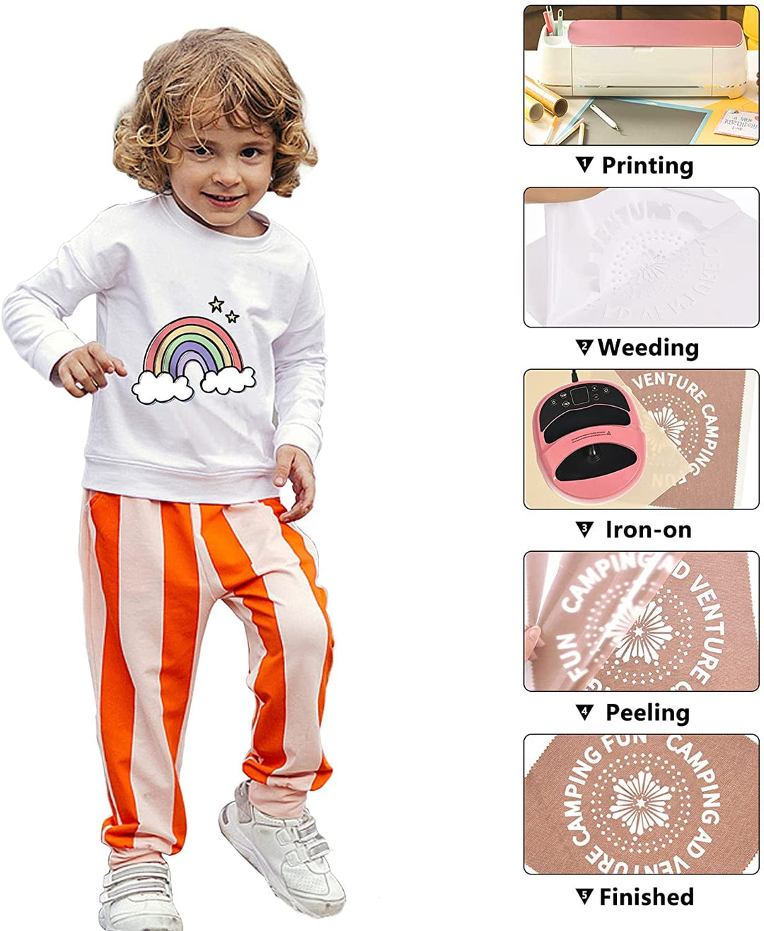 HTV Iron on Vinyl 12Inch by 25ft Roll HTV Heat Transfer Vinyl for T-Shirt HTV Vinyl Rolls for All Cutter Machine - Easy to Cut &amp; Weed for Heat Vinyl Design (25ft, White)