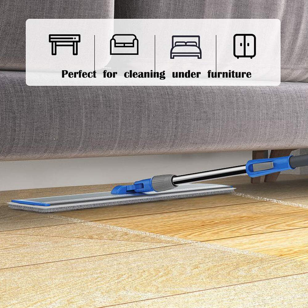 Microfiber Wet Mops 24 in Heavy Duty Flat Floor Aluminum Mop with Adjustable Handle with 4 Mop Clothes