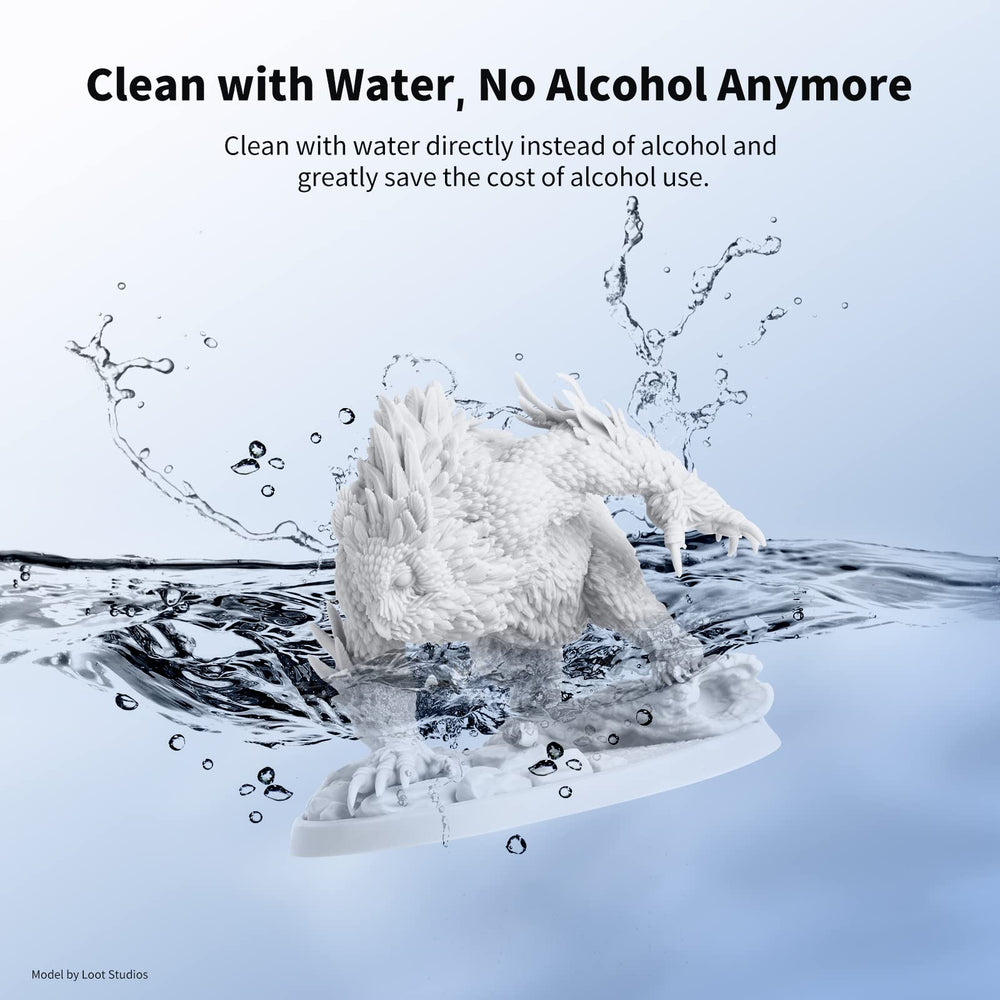 Water Washable 3D Printer Resin, 405nm High Precision UV-Curing 3D Resin, Low Shrinkage Standard Photopolymer Resin for 8K Capable LCD DLP Resin 3D Printer Printing (White, 500g)