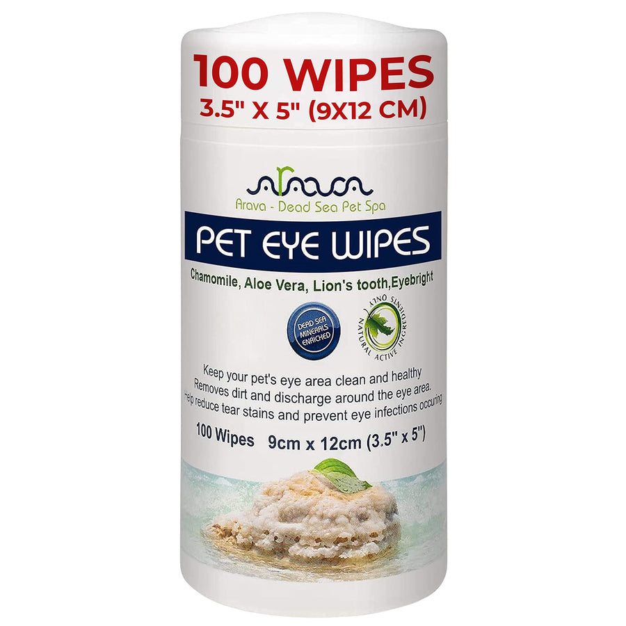 Arava Pet Eye Wipes for Dogs Cats Puppies & Kittens - 100 Count - Natural and Aromatherapy Medicated Cat Dog Eye Wipes for Discharge and Crust - Removes Dirt, Prevents Tear Stains, Face Wipes for Dogs
