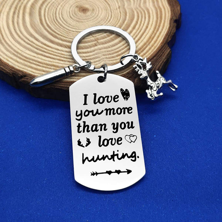 Hunter Keychain Couple Friendship Gift I Love You More Than You Love Hunting Keyring Hunting Lover Gift for Men Birthday Gift Boyfriend Husband Fiance Gift Valentines Day Christmas Keychain Gift