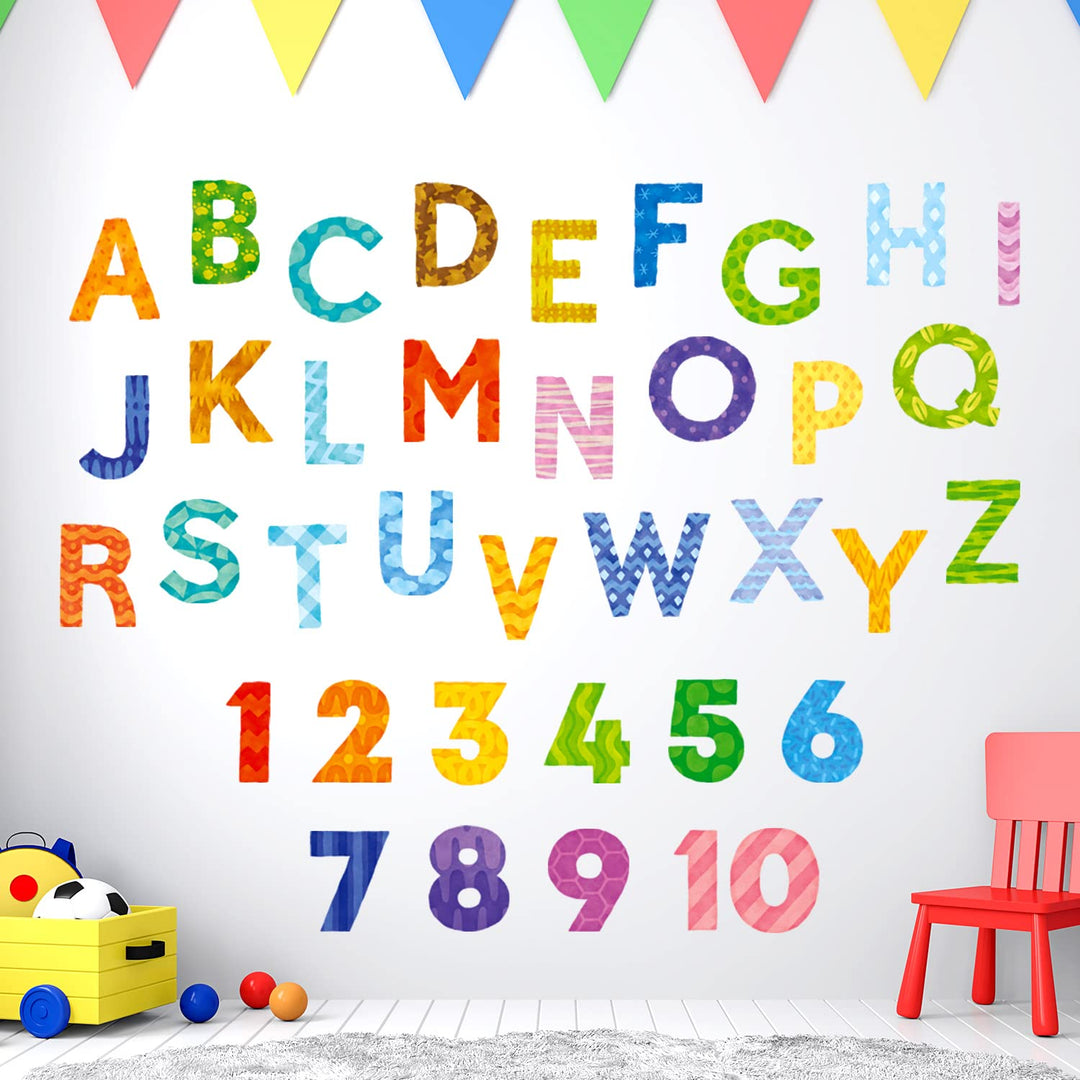DS9-4003 Uppercase Alphabet Letter Numbers Kids Wall Stickers Wall Decals Peel and Stick Removable Wall Stickers for Kids Nursery Bedroom Living Room