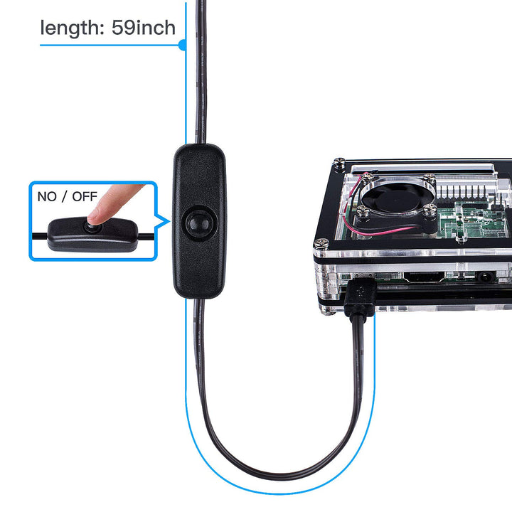 Raspberry Pi 3 B+ Case with Fan Cooling Pi 3B Case with 3 Pcs Heat-Sinks 5V 3A Power Supply for Raspberry Pi 3 B+ (B Plus) 3B (No Raspberry Pi Board)