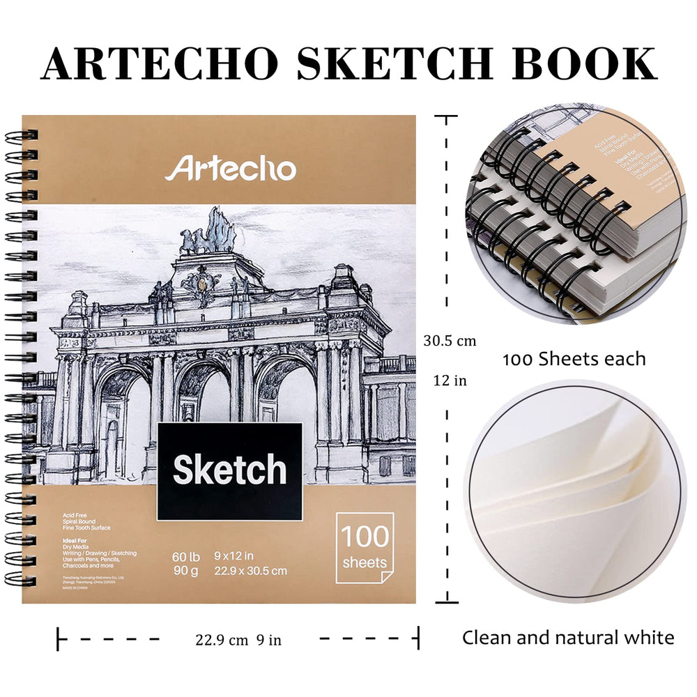 Artecho Sketch Book 9 x 12 Inch, 100 Sheets 90gsm, Pack