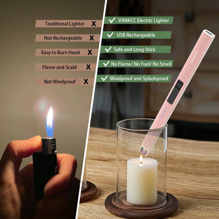 VANKCC Electric Candle Lighter Plasma Arc Lighters USB 