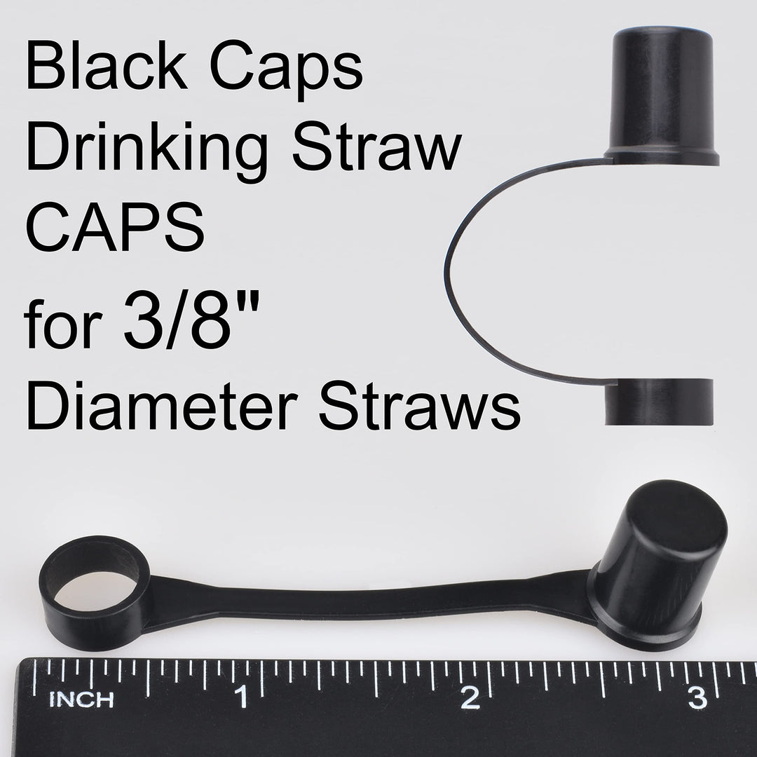 10- Black Caps Drinking Straw CAPS for 3/8 Diameter Str