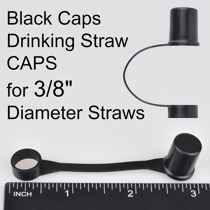 10- Black Caps Drinking Straw CAPS for 3/8 Diameter Str