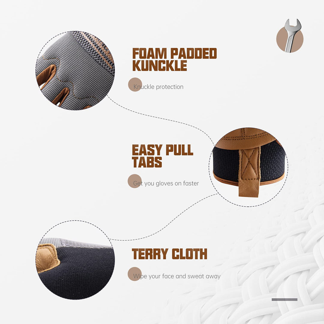 HANDLANDY Leather Work Gloves Mens &amp; Women, Uti