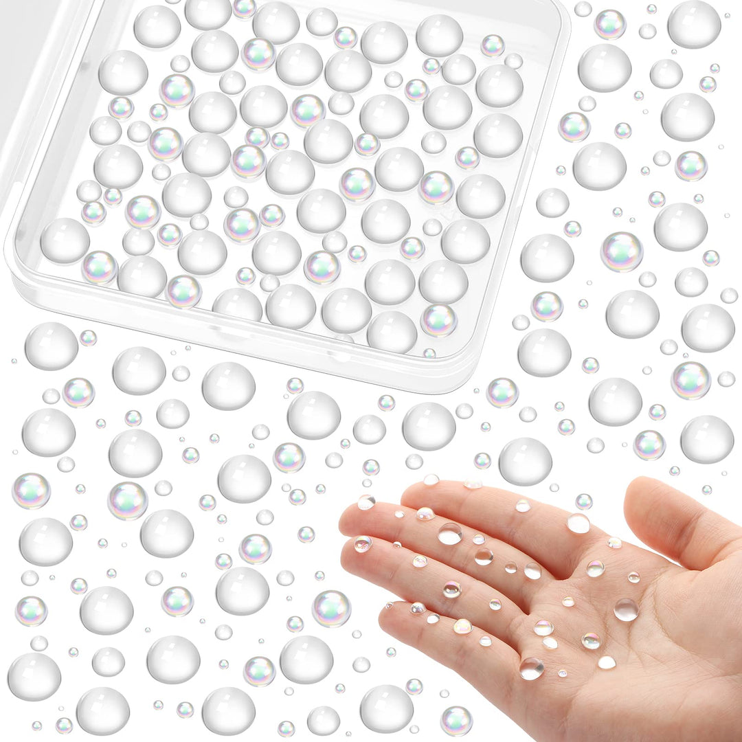 700 Pcs Clear Dewdrop Holographic Water Droplets Embellishments Scrapbooking Card Making Supplies Resin Dewdrop Beads Clear Waterdrop for DIY Crafts Paper Decor (AB Clear)