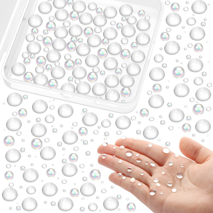 700 Pcs Clear Dewdrop Holographic Water Droplets Embellishments Scrapbooking Card Making Supplies Resin Dewdrop Beads Clear Waterdrop for DIY Crafts Paper Decor (AB Clear)