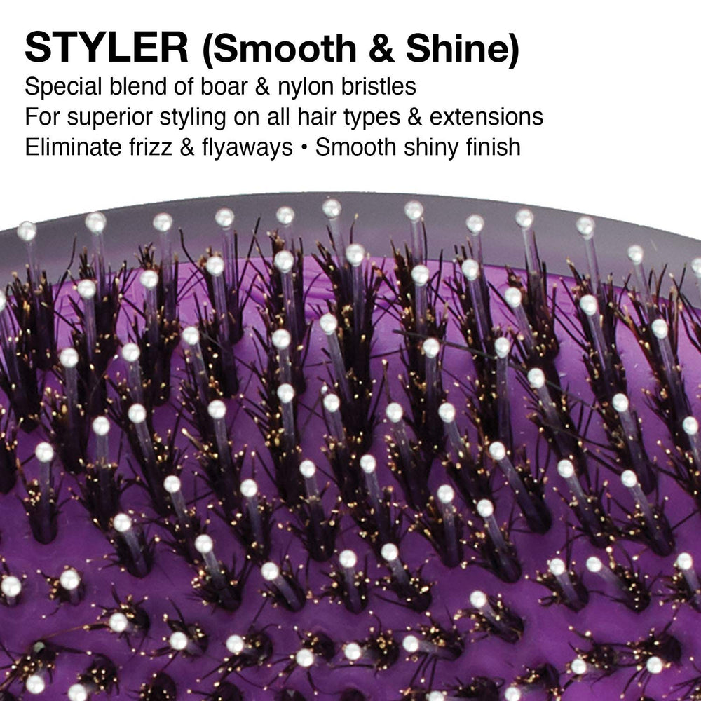 OG Brush Styler, To Smooth and add Shine, All hair Types, removable cushion for easy cleaning, scalp hugging for scalp massage, gentle, for women, men and children, Black