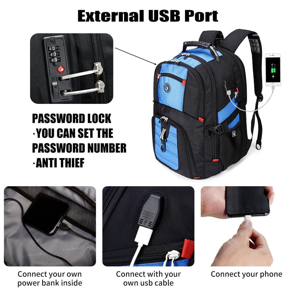 SHRRADOO Extra Large 50L Travel Laptop Backpack with US