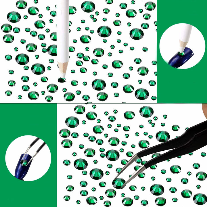 7500Pcs Emerald Green Nail Rhinestones 3D Nail Art Diamond for Nail Decoration Bead Flatback Gem Stones Sparkly Green Crystal Rhinestones Nail Design Charms for Nail DIY Crafts Shoes Jewelry