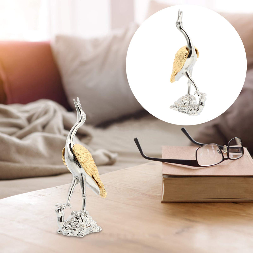 Cast Iron Crane Bird Statues Standing Metal Patina Heron Bird Iron Art Table Figurine Home Table Desk Office Christmas Decor