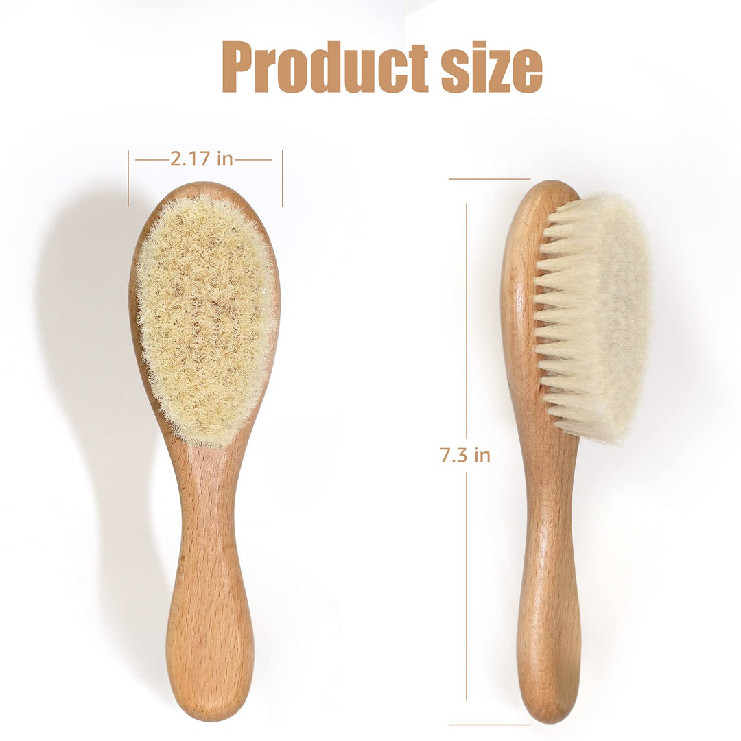 Baby Hairbrush, Baby Massage Brush with Wooden Handle &amp; Super Soft Goat Bristles for Newborns &amp; Toddlers