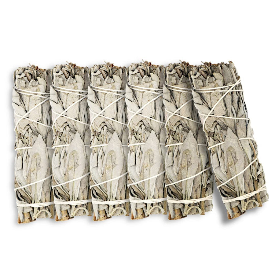 White Sage 4 - 6 Spiritual Sage Sticks for Smudging, Healing and Ritual - Hand-Tied Sage Smudge Sticks to Cleanse Negativity - Sustainably Harvested 4 Inch Californian Sage Bundle