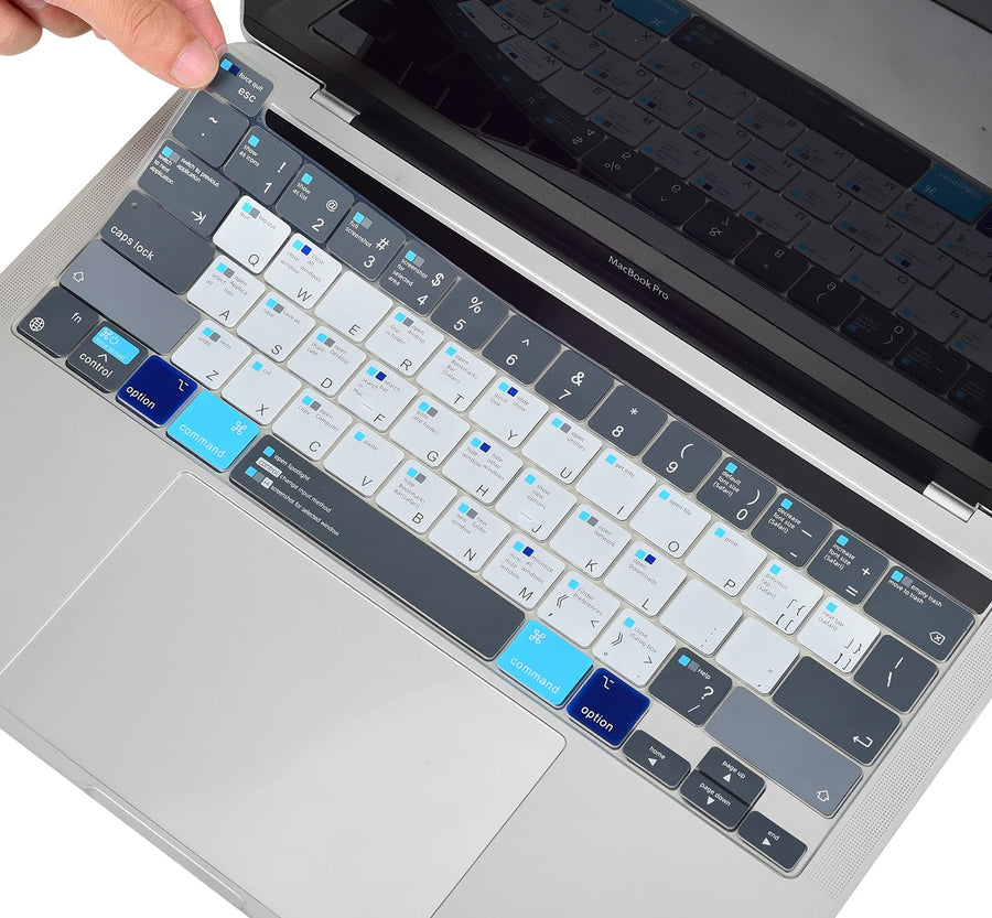 MacBook Pro 13 Shortcuts Keyboard Cover Skin for 2024 MacBook Pro 13 inch M2 A2338 2023 2022 2021 2020 M1 A2338 A2289 A2251 & MacBook Pro 16 A2141 Touch Bar MAC OS Shortcut Keyboard Protector Skin