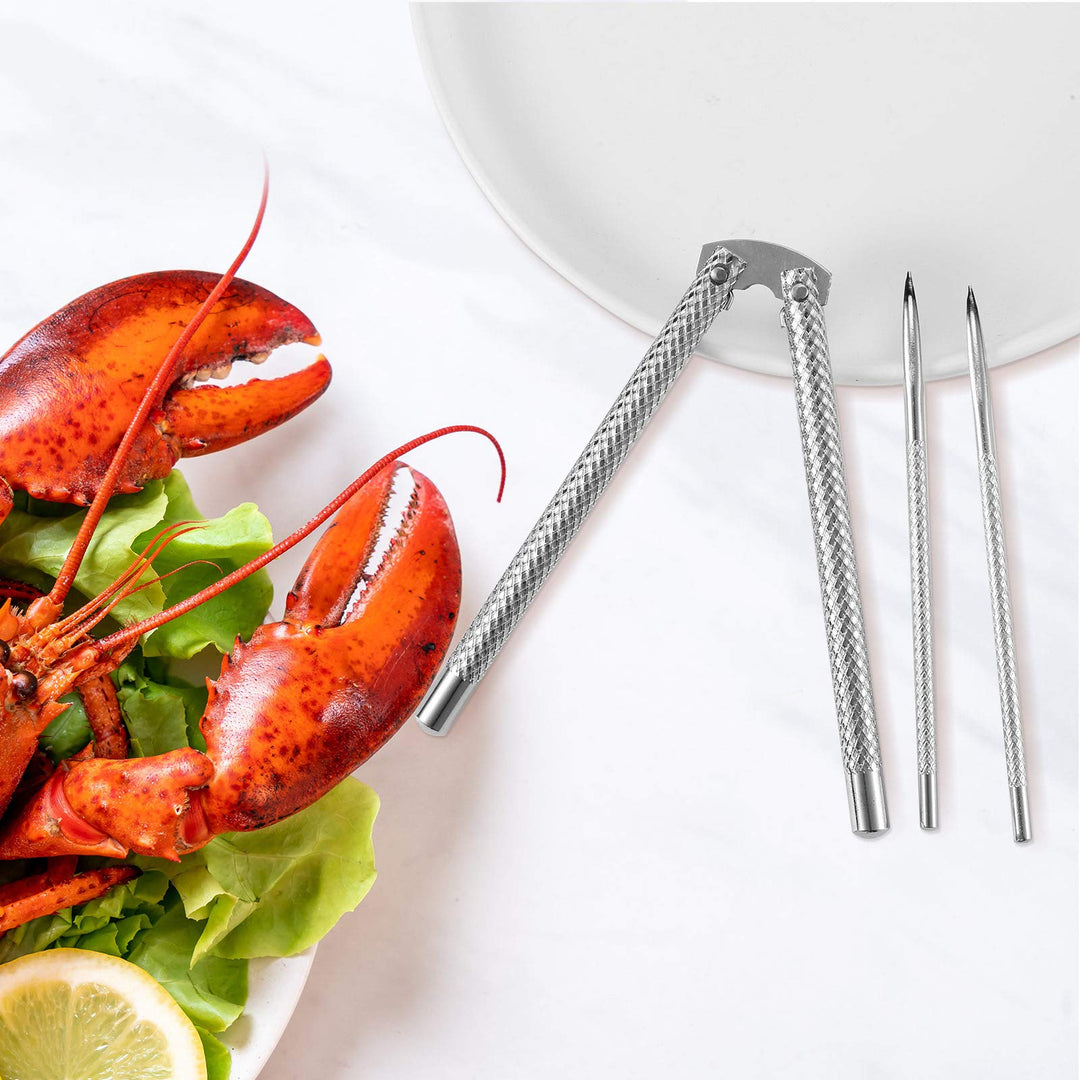 Nut Crackers and Picks, Stainless Steel Nutcracker Silver Metal Shell Cracker for Seafood Nuts (3 Pieces)