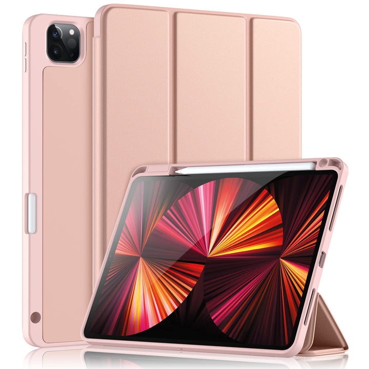 Compatible with iPad Pro 11 Inch Case 4th/3rd/2nd Generation with Pencil Holder, for iPad 11 Pro Case 2022/2021/2020, Slim Protective Cover with Soft TPU Back, Auto Wake/Sleep, Rose Pink