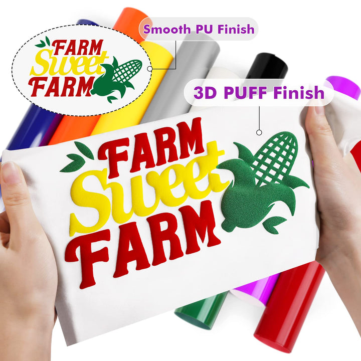 Heat Transfer Vinyl 10 x6ft 3D Puff HTV Heat Press Iron on Vinyl Foaming HTV for T-Shirts, Fabric, DIY Designs, White