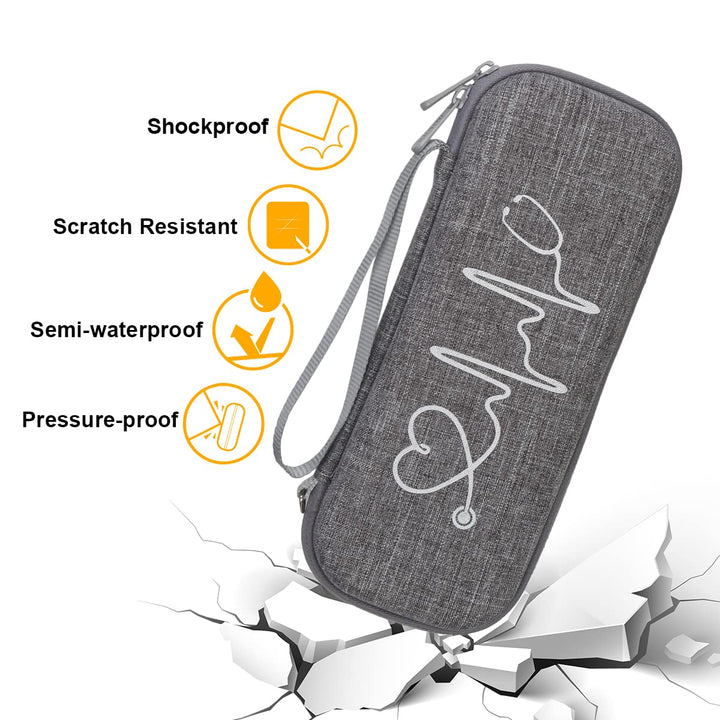 Stethoscope Case Compatible with 3M Littmann Classic III, Lightweight II S.E, Cardiology IV Diagnostic, MDF Acoustica Deluxe Stethoscope, Extra Room for Taylor Percussion Hammer, Volcanic Grey