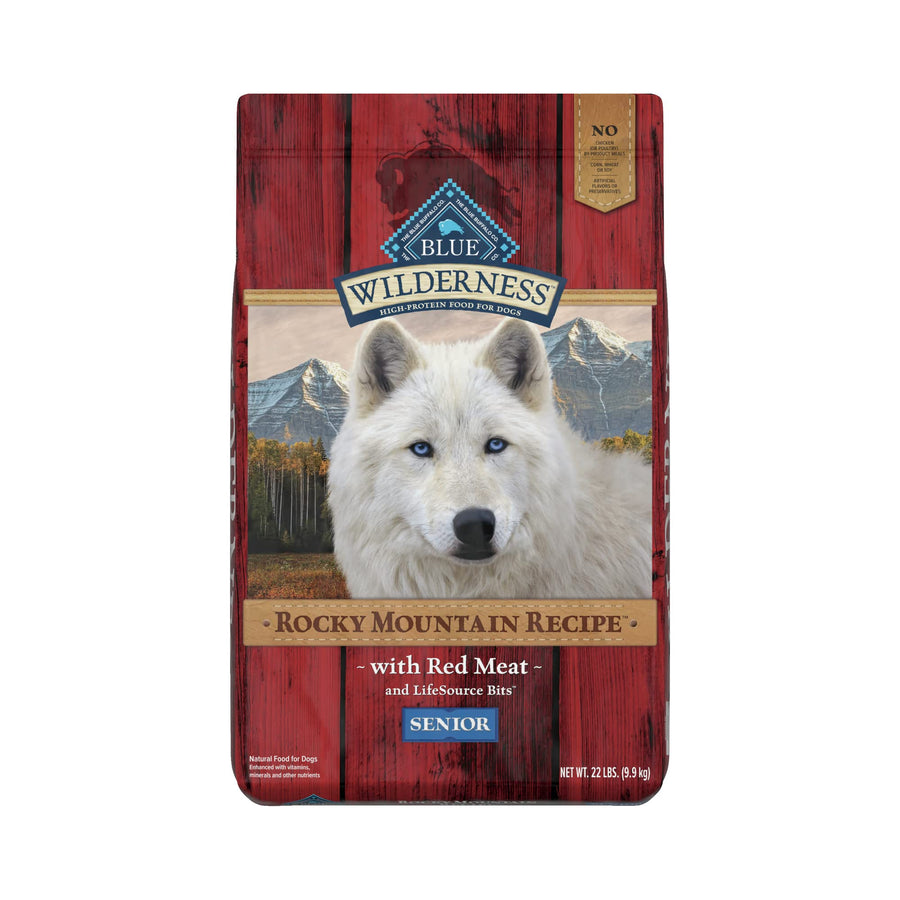 Wilderness Rocky Mountain Recipe High Protein, Natural Senior Dry Dog Food, Red Meat 22-lb