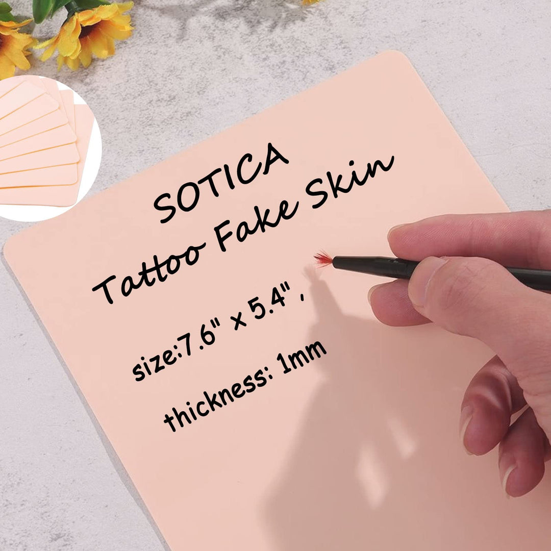 SOTICA 5PCS Tattoo Practice Skin - Soft 6×8&#39;Tattoo Skin Fake Skin for Tattooing Silicone Tattoo Skin for Makeup Tattooing Microblading Fake Eyebrows Practice Skins for Tattoo Supplies(1.2MM)