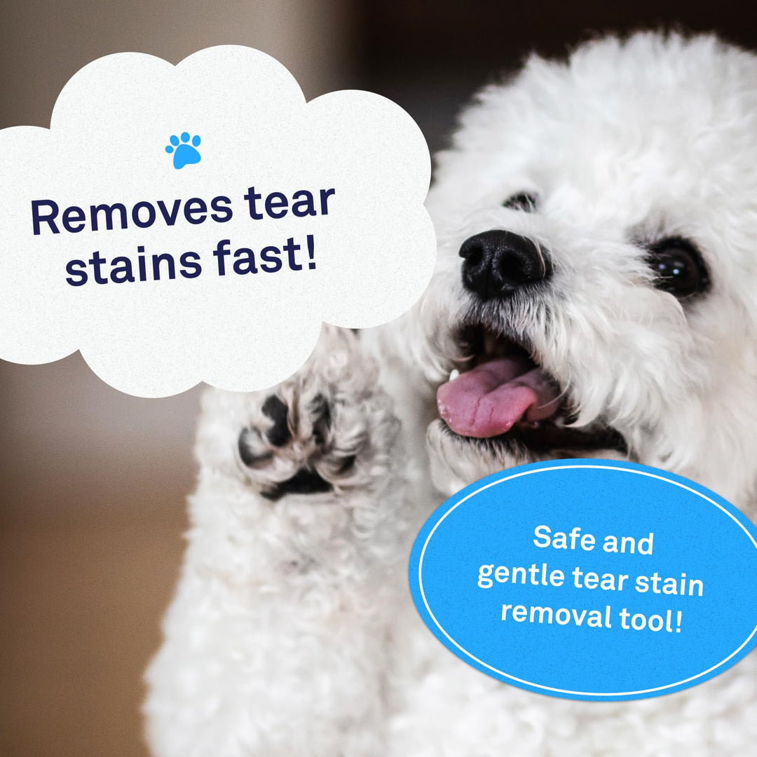 | Tear Stain Remover Comb for Dogs - Extra Fine Tooth Rake Gently &amp; Effectively Gets Rid of Crust, Mucus, and Gunk Around Your Shih Tsu or Maltese Blue
