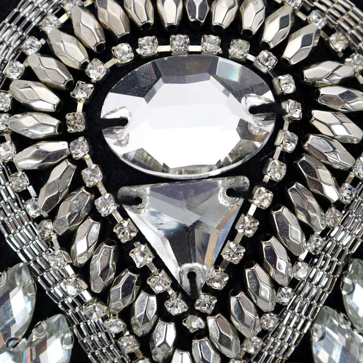 1pair Beaded Rhinestones Blazer Epaulet Kpop Fringe Tassel Metal Shoulder Epaulette Spikes Brooch Women Men Suit Accessories
