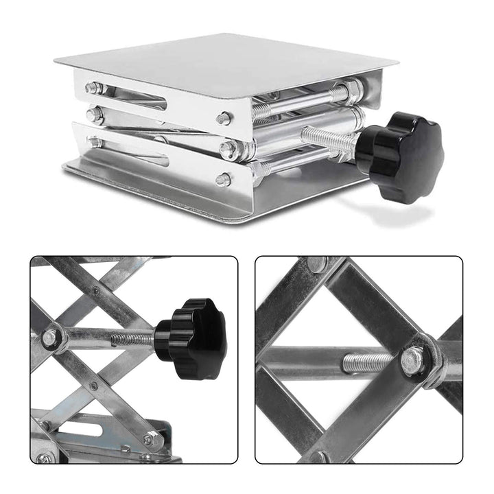 8 x 8 Lab Scissor Jack, 200mm Stainless Steel Laboratory Lifting Platform Lab Lift Table Lab Jack Stand Rack Scissor Lab-Lift Lifter, Height Range from 85mm to 280mm Load Capacity 15Kg/33lbs