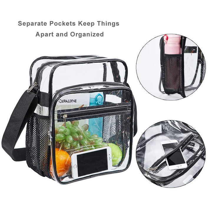 Clear Bag Stadium Approved, Clear Crossbody Messenger Shoulder Bag with Adjustable Strap for Concerts, Sports Events