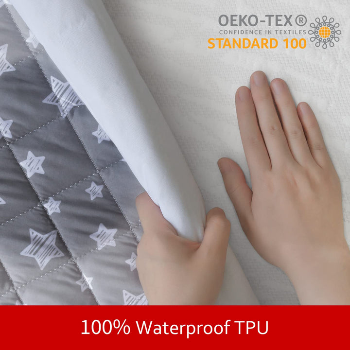 Dog Bed Covers Replacement Washable Pet Hair Easy to Remove, Waterproof Dog Bed Covers Noiseless Quilted, Pet Bed Cover Lovely Grey Star Print, Puppy Bed Cover 30x20 Inches, for Dog/Cat, Cover Only