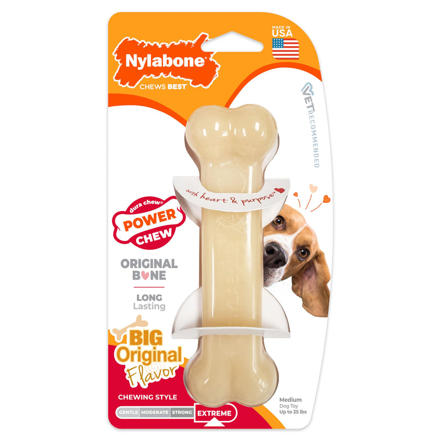 Power Chew Original Bone - Durable & Tough Chew Toys for Aggressive Chewers - Durable Dog Toy for Medium Breeds - Original Flavor, Medium, Up to 35 Ibs. (1 Count)