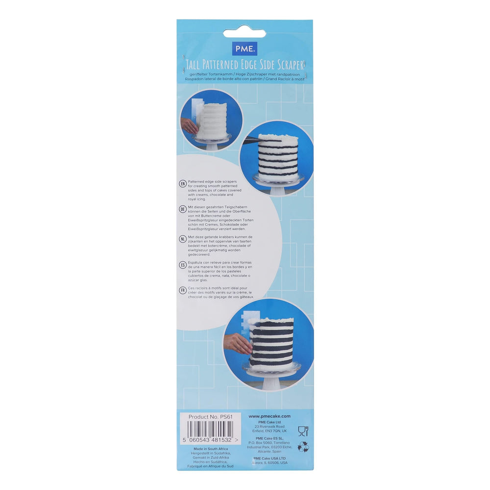 Tall Patterned Edge Side Scraper for Cake Decorating-Stripes Acrylic 10, Transparent